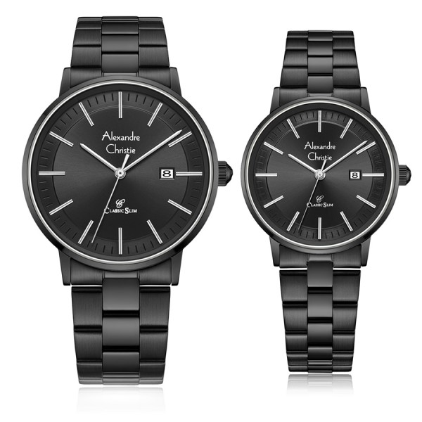 Alexandre Christie AC 8694 Full Black Steel Couple